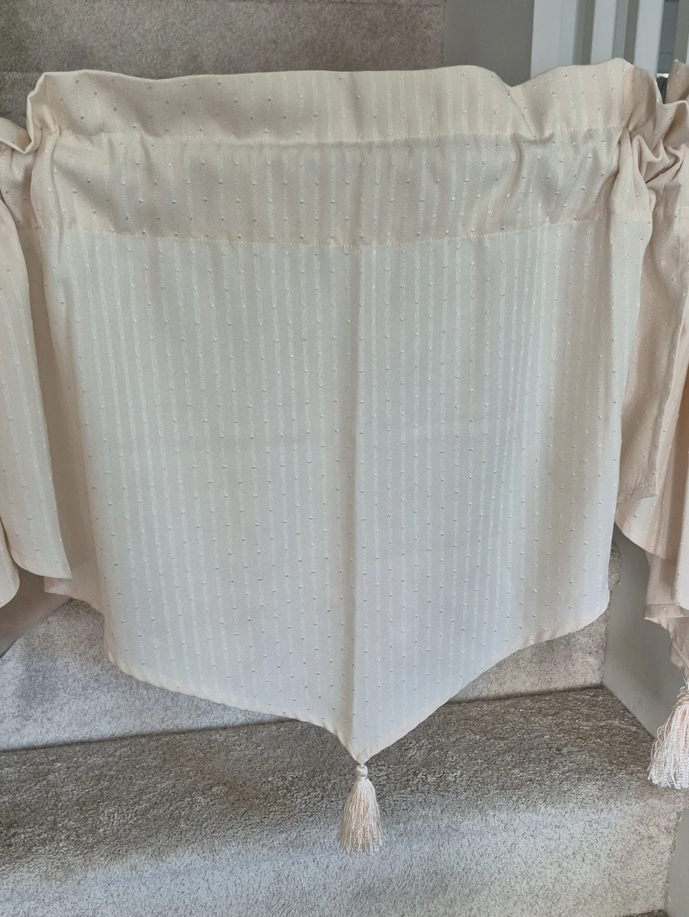 Three Cream Tasseled Curtain Panels